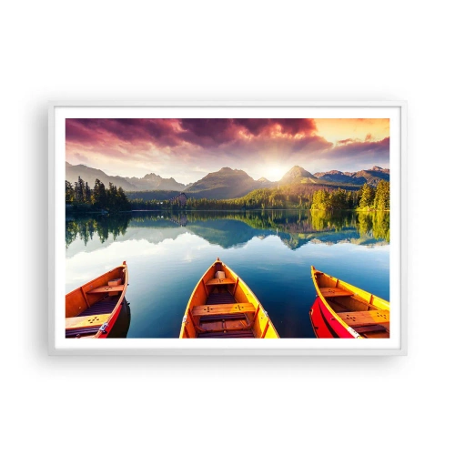 Póster en marco blanco - Frente a la naturaleza - 100x70 cm