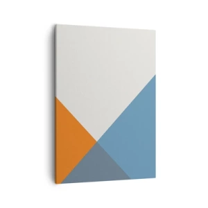 Cuadro sobre lienzo - Impresión de Imagen - Triángulos geométricos en tonos azules y naranjas. - 50x70cm - Desde el punto de vista de... - Decoración de pared moderna para salón y dormitorio ARTTOR