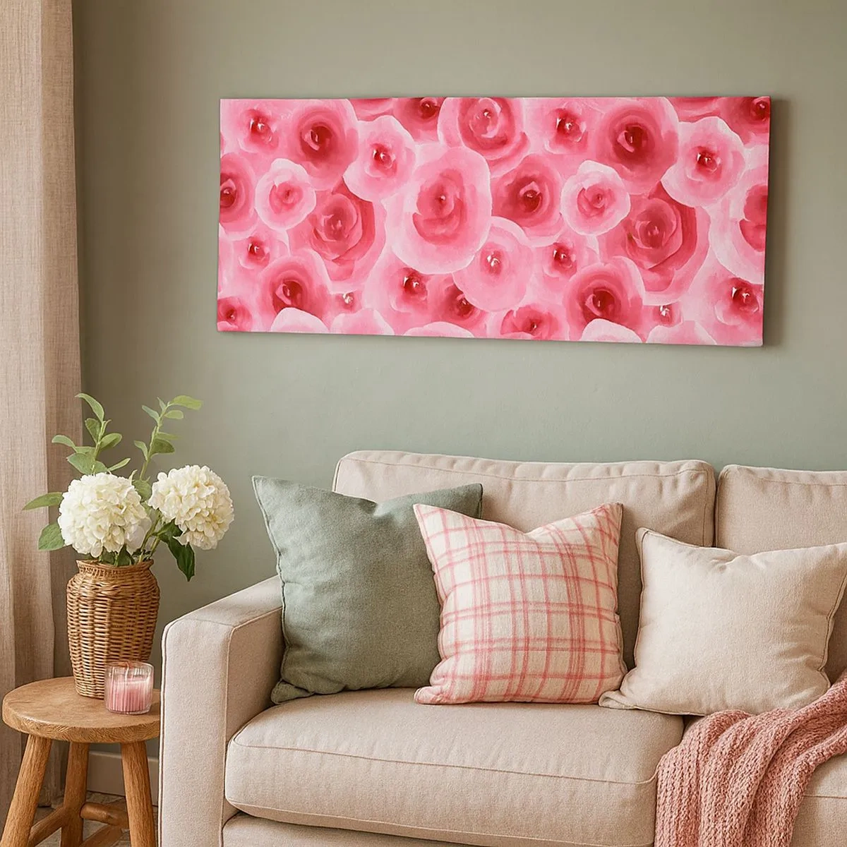 Cuadro sobre lienzo - Impresión de Imagen - Rosas abajo y arriba - 100x40 cm
