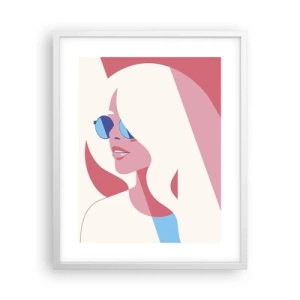 Póster en marco blanco - Rubia frente al sol - 40x50 cm