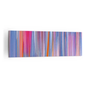 Cuadro sobre lienzo - Impresión de Imagen - Líneas verticales abstractas en tonos azul y rosa. - 160x50cm - Ascensión - Decoración de pared moderna para salón y dormitorio ARTTOR
