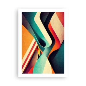 Póster - Ondas abstractas en vibrantes colores retro - 50x70cm - Composición intensa - Decoración de pared moderna para salón y dormitorio ARTTOR