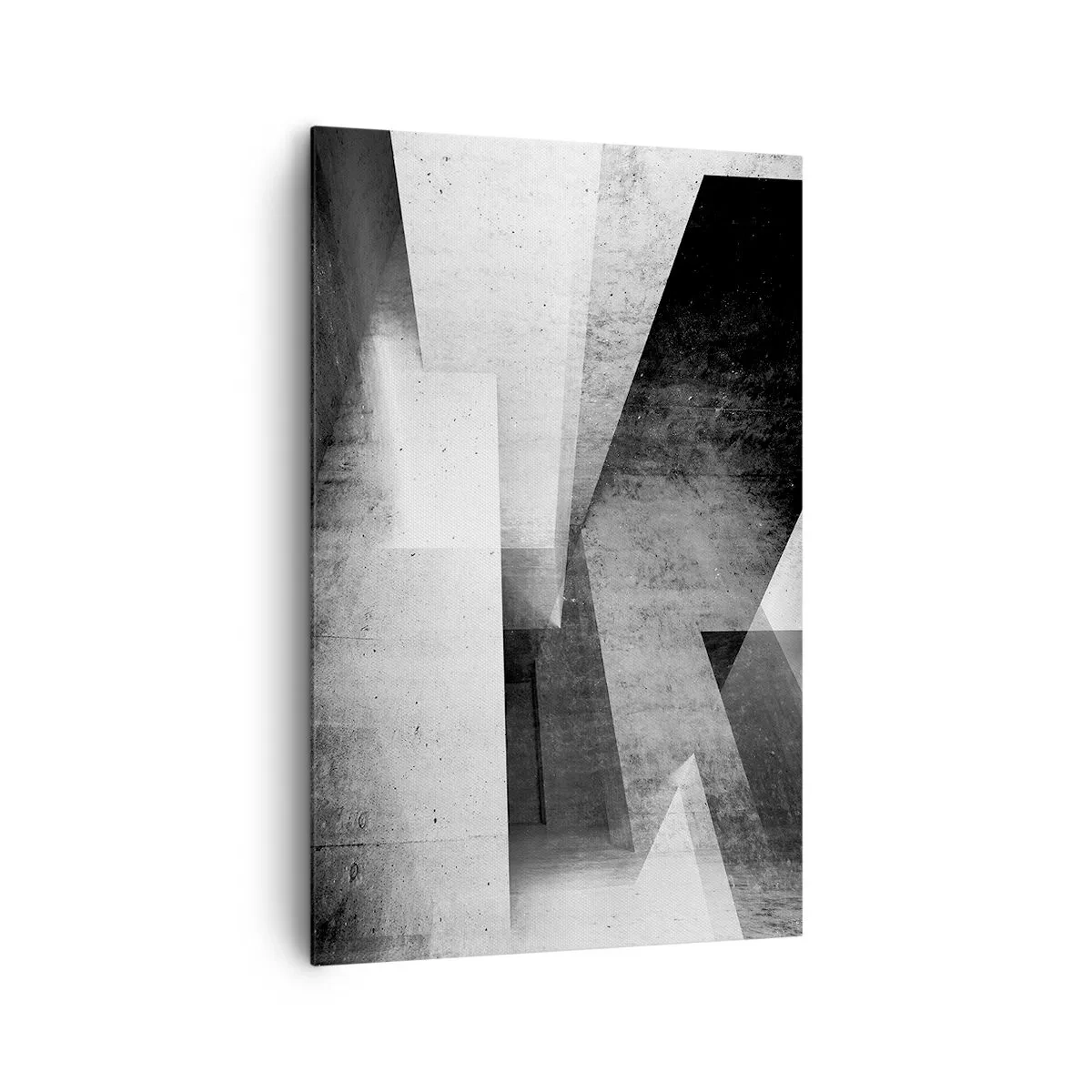 Cuadro sobre lienzo - Impresión de Imagen - Formas geométricas en una composición monocromática - 80x120cm - La estructura del espacio - Decoración de pared moderna para salón y dormitorio ARTTOR