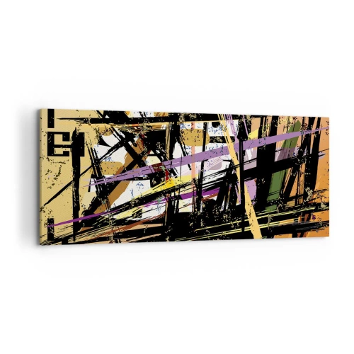 Cuadro sobre lienzo - Impresión de Imagen - Líneas y formas abstractas sobre un fondo beige - 120x50cm - Corte afilado - Decoración de pared moderna para salón y dormitorio ARTTOR