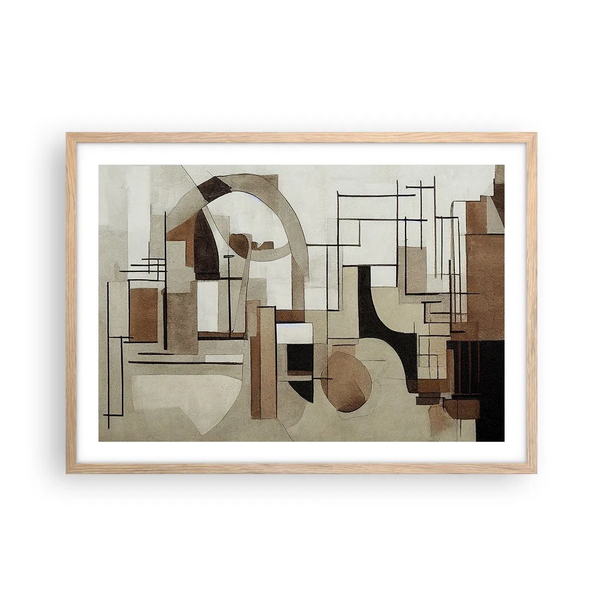 Póster en marco roble claro - Paisaje urbano 2.0 - 70x50 cm