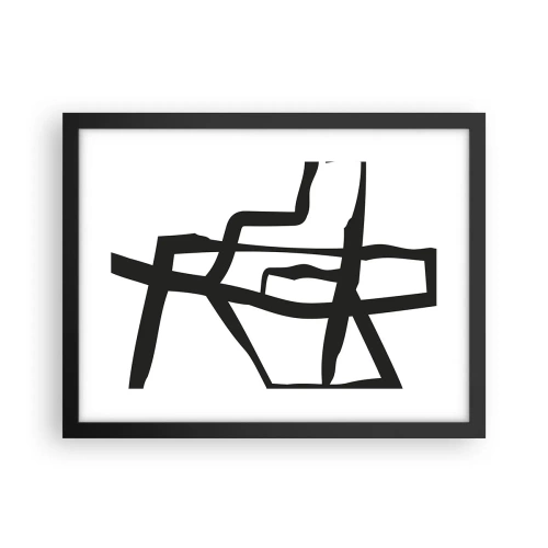 Póster en marco negro - Construcción en blanco y negro - 40x30 cm