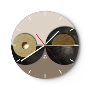 Reloj de pared - Reloj de vidrio - Una composición moderna con círculos geométricos. - 30x30cm - Variaciones en torno a un círculo - Decoración de pared moderna para salón, cocina y dormitorio ARTTOR