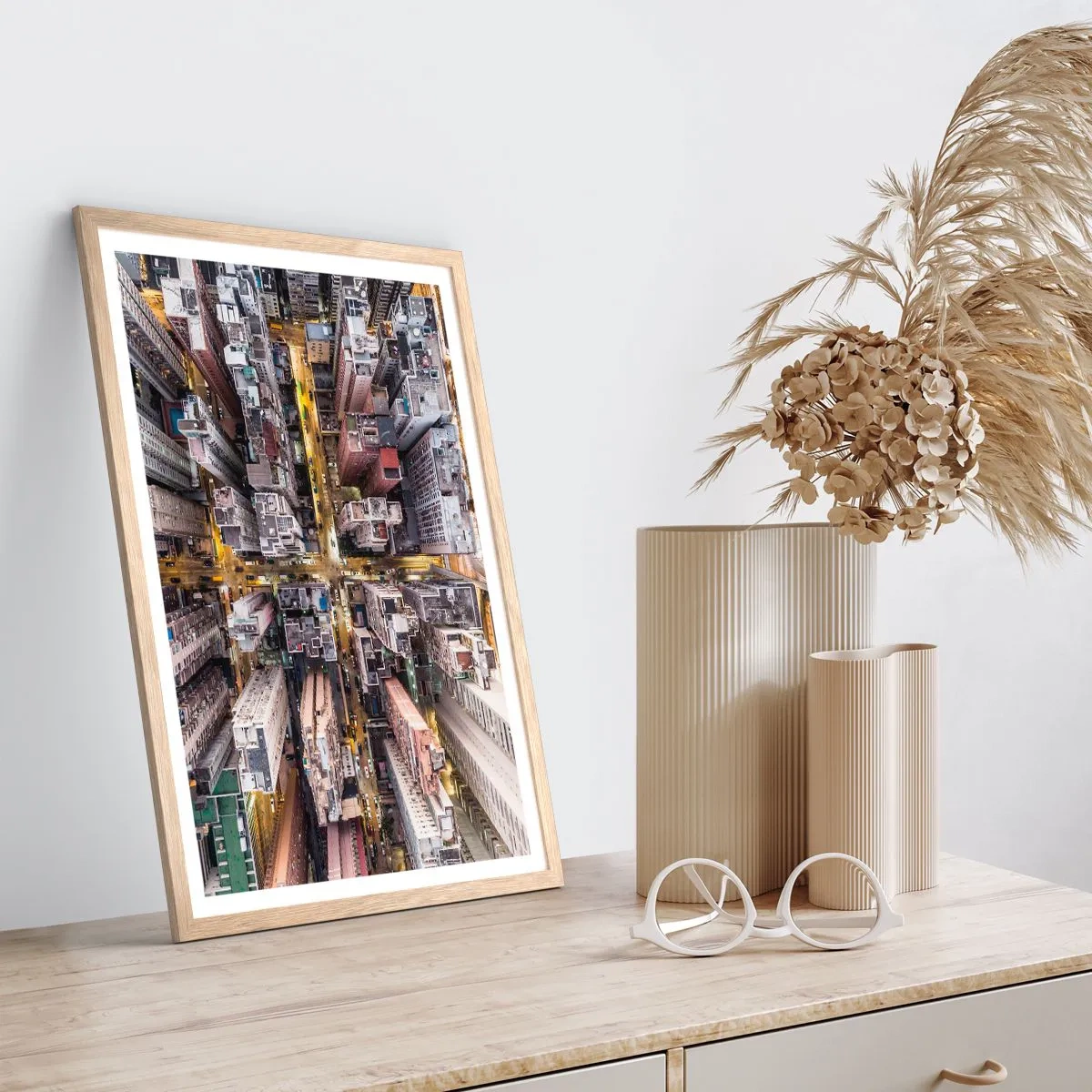 Póster en marco roble claro - Saludos desde Hong Kong - 61x91 cm