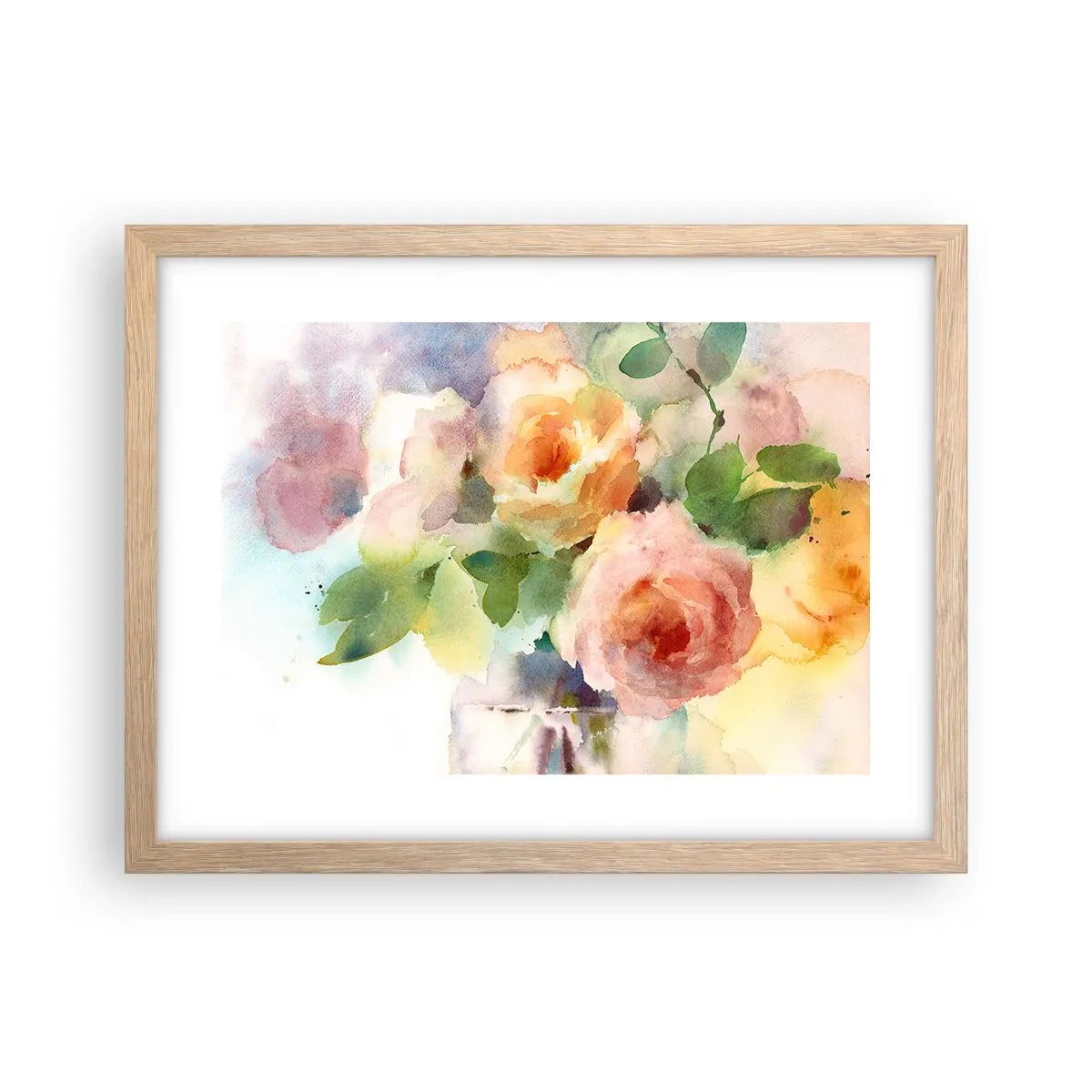 Póster en marco roble claro - Delicado como una acuarela - 40x30 cm