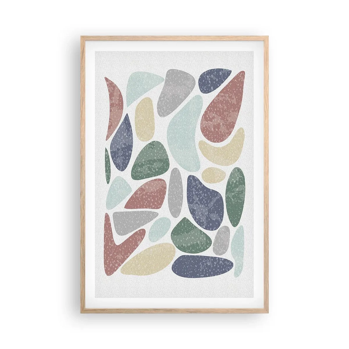 Póster en marco roble claro - Mosaico de colores empolvados - 61x91 cm