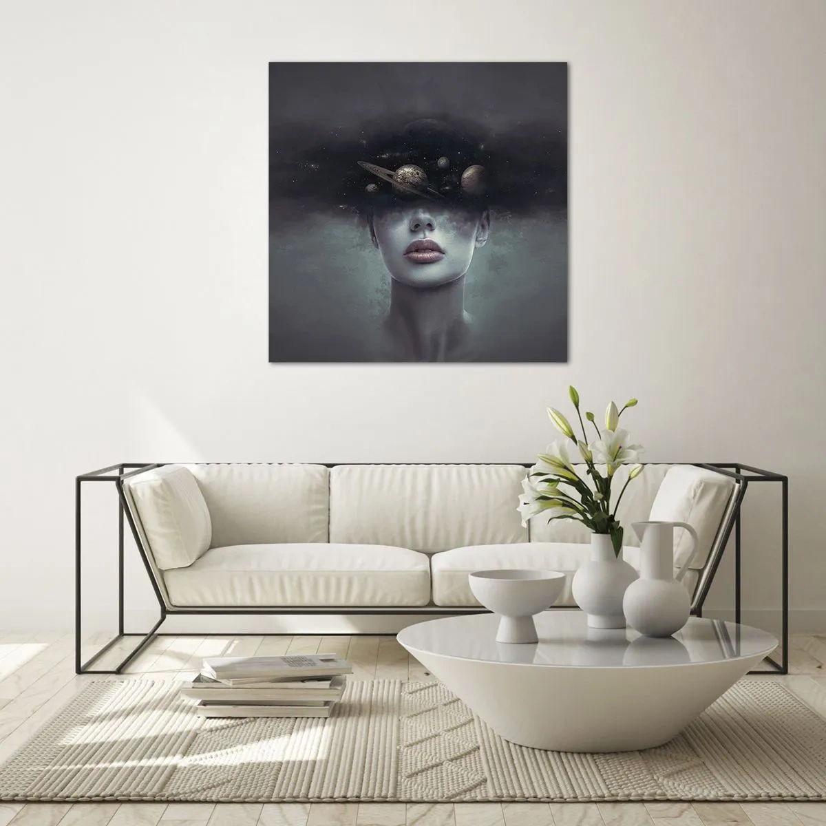 Cuadro sobre vidrio - Impresiones sobre Vidrio - Y los planetas sienten... - 70x70 cm