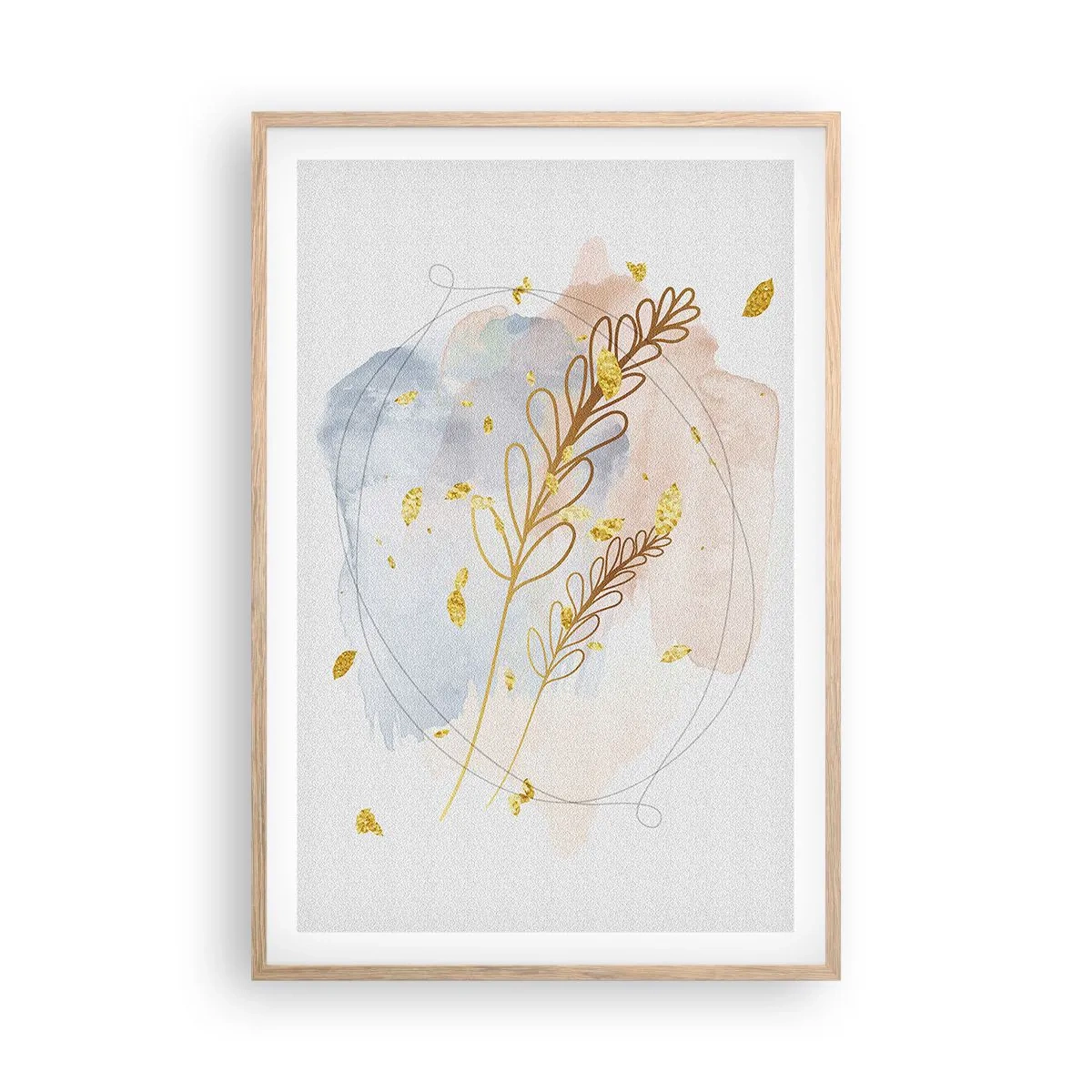 Póster en marco roble claro - Ráfaga dorada - 61x91 cm