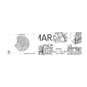 Muestra de fotomural autoadhesivo Deluxe Sticker - Anatomía de Marsella - Mapa, Marsella, Francia - 100x30 cm