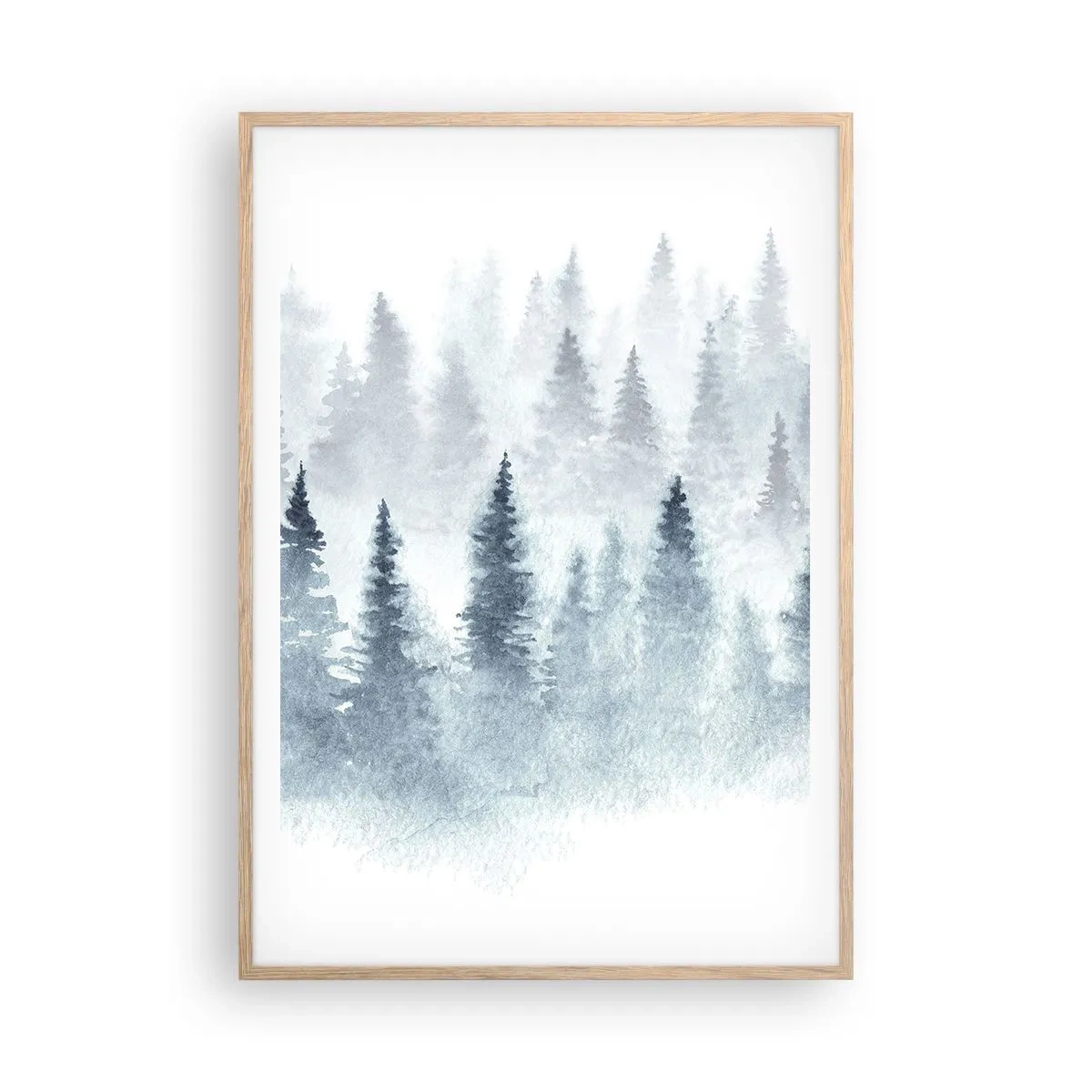 Póster en marco roble claro - Envuelto en la niebla - 70x100 cm