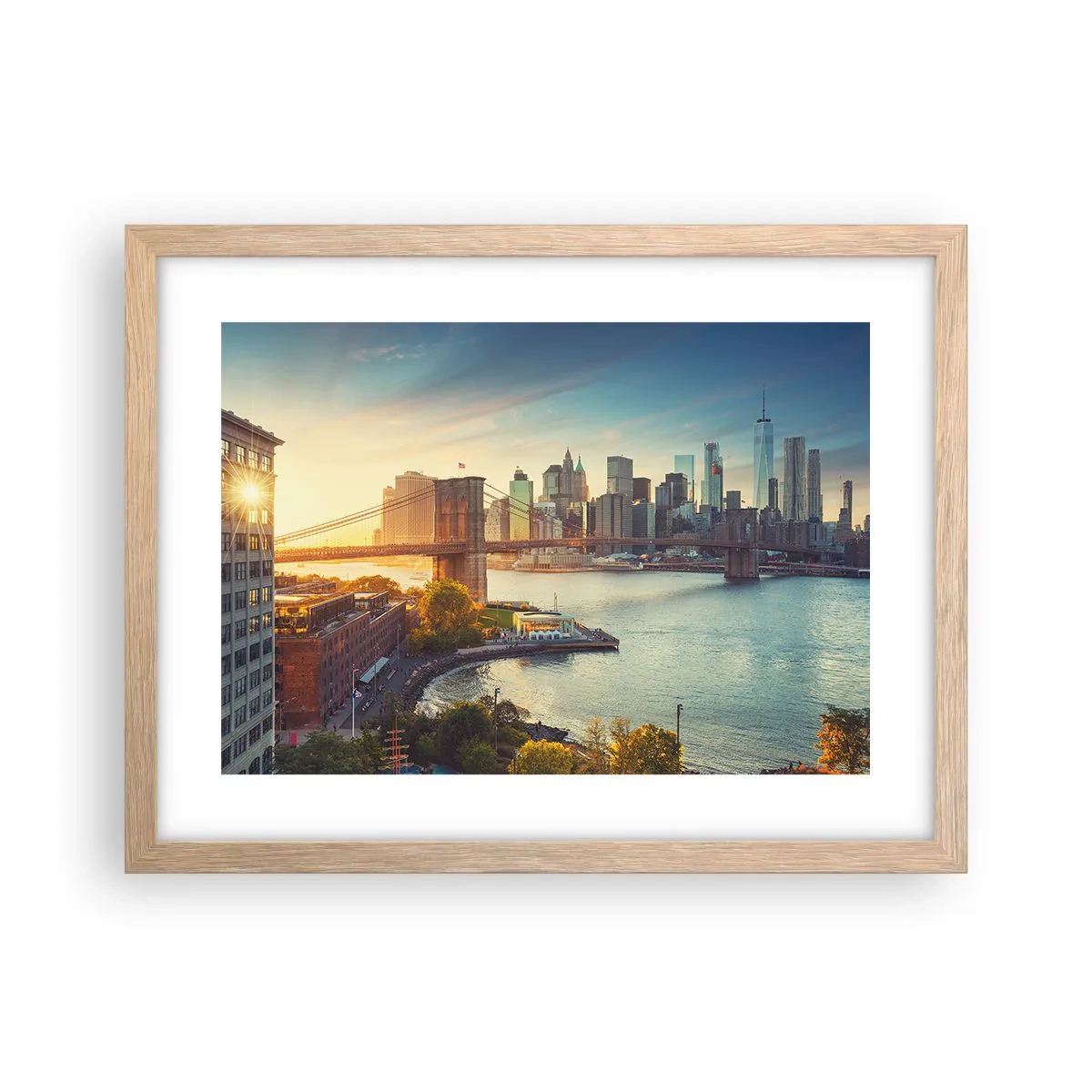 Póster en marco roble claro - El amanecer de la gran ciudad - 40x30 cm