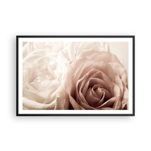 Póster en marco negro - En el corazón de una rosa - 91x61 cm