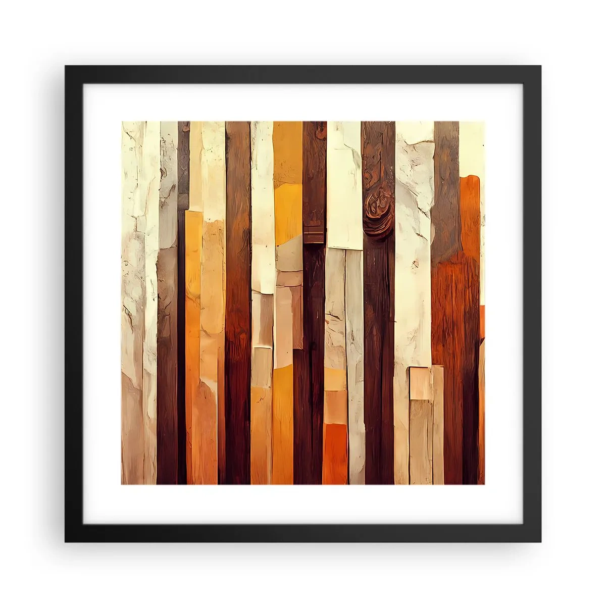 Póster en marco negro - Himno de los árboles del bosque - 40x40 cm