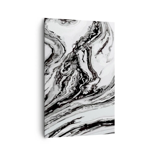 Cuadro sobre lienzo - Impresión de Imagen - Patrón de mármol abstracto en blanco y negro - 80x120cm - Al principio existía el caos - Decoración de pared moderna para salón y dormitorio ARTTOR
