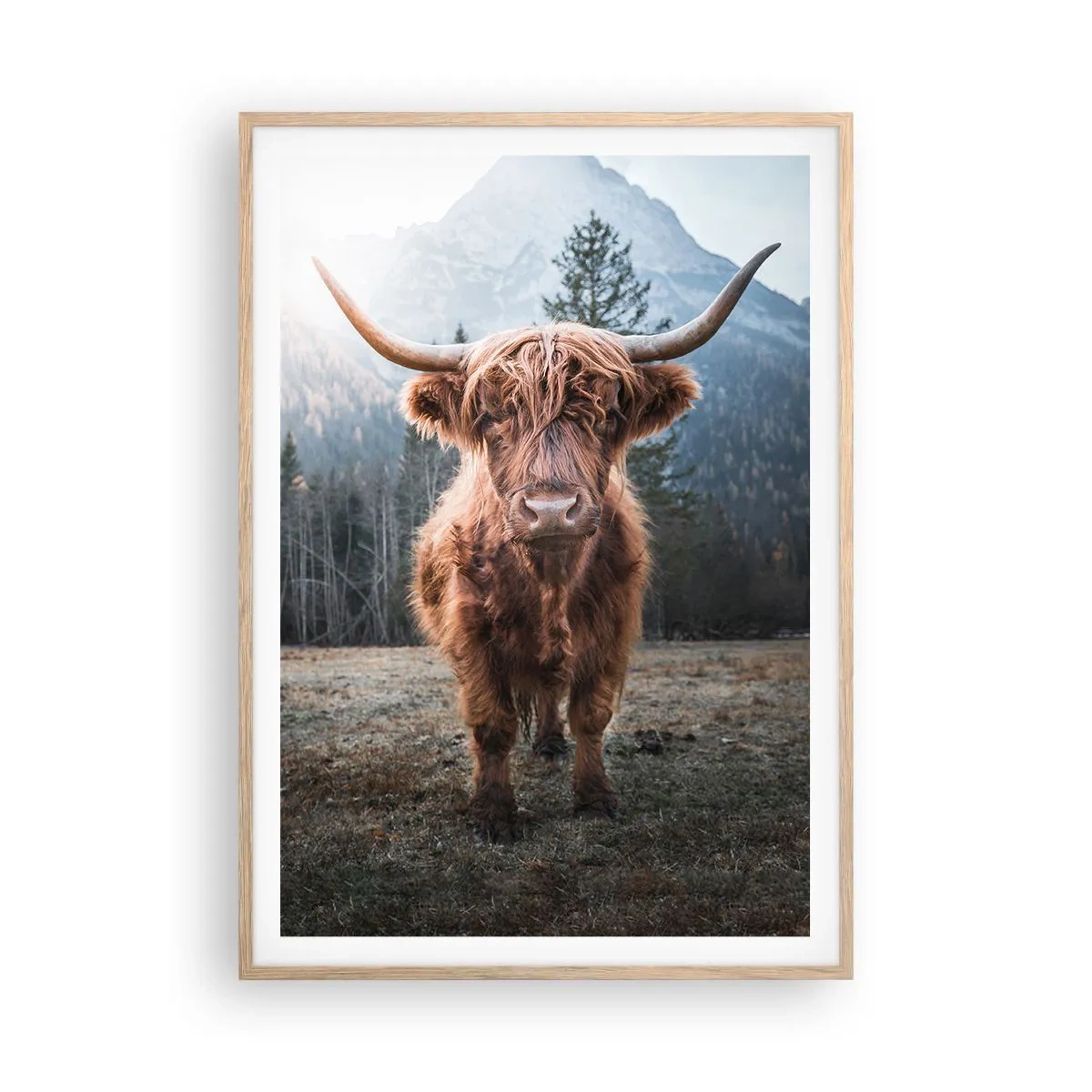 Póster en marco roble claro - Saludos desde un prado de montaña - 70x100 cm