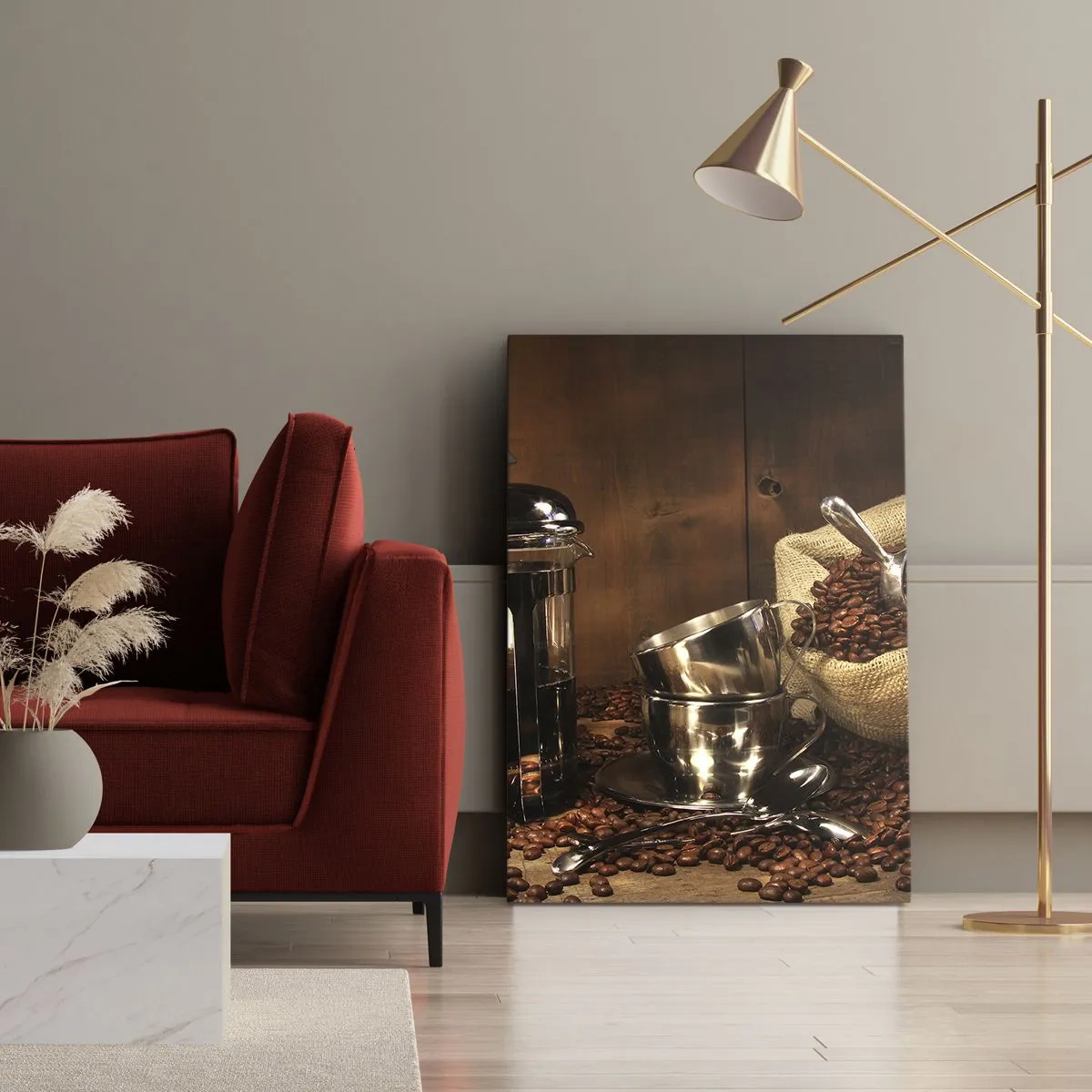 Cuadro sobre lienzo - Impresión de Imagen - El embrujo del café: aroma y sabor - 55x100 cm