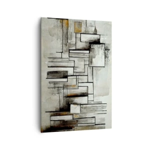 Cuadro sobre lienzo - Impresión de Imagen - Rectángulos abstractos en tonos de gris y negro. - 70x100cm - El poder de la sencillez - Decoración de pared moderna para salón y dormitorio ARTTOR