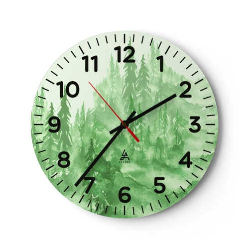 Reloj de pared - Reloj de vidrio - Difuminado con niebla verde - 30x30 cm