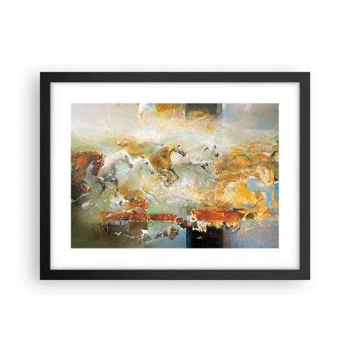 Póster en marco negro - Galopando a través de la luz - 40x30 cm