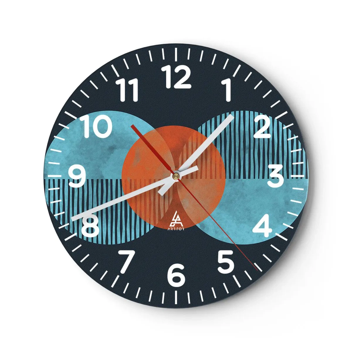 Reloj de pared - Reloj de vidrio - Composición simétrica - 30x30 cm