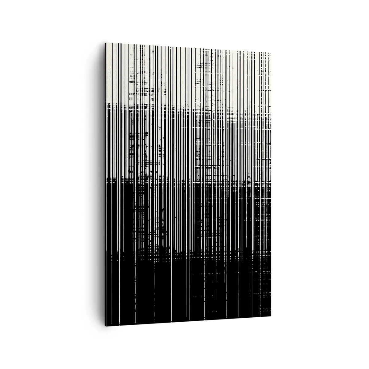 Cuadro sobre lienzo - Impresión de Imagen - Composición abstracta de líneas en blanco y negro contrastantes. - 80x120cm - Ondas y vibraciones - Decoración de pared moderna para salón y dormitorio ARTTOR