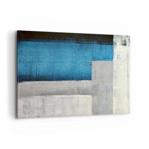 Cuadro sobre lienzo - Impresión de Imagen - Una composición abstracta con tonos de azul, gris y blanco. - 120x80cm - Composición poética de gris y azul - Decoración de pared moderna para salón y dormitorio ARTTOR