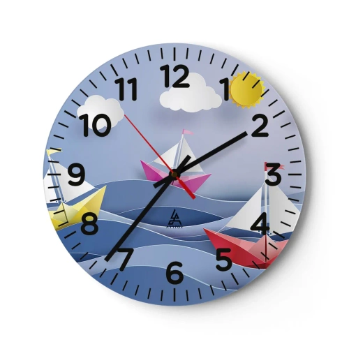 Reloj de pared - Reloj de vidrio - Oh, qué agradable es balancearse entre las olas - 30x30 cm
