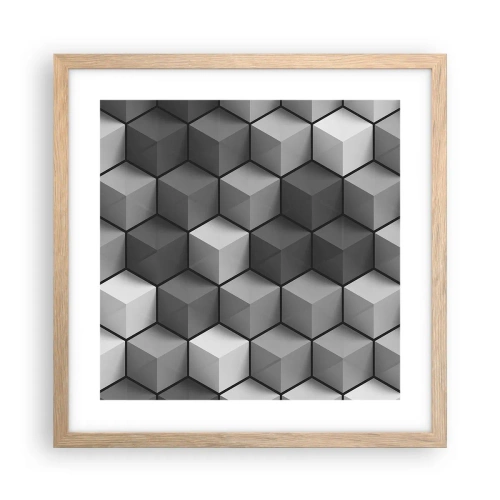 Póster en marco roble claro - Rompecabezas cubista - 40x40 cm