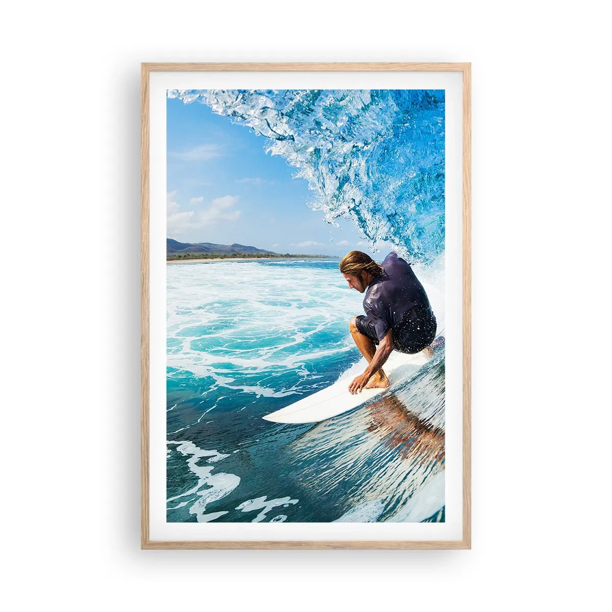Póster en marco roble claro - Bailando con las olas - 61x91 cm