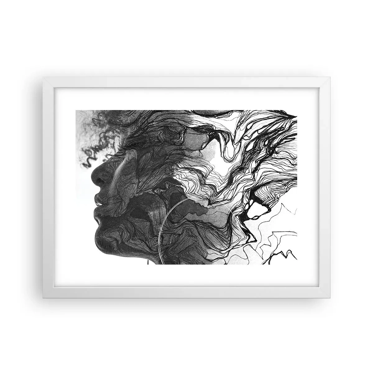 Póster en marco blanco - Enredada en sueños - 40x30 cm