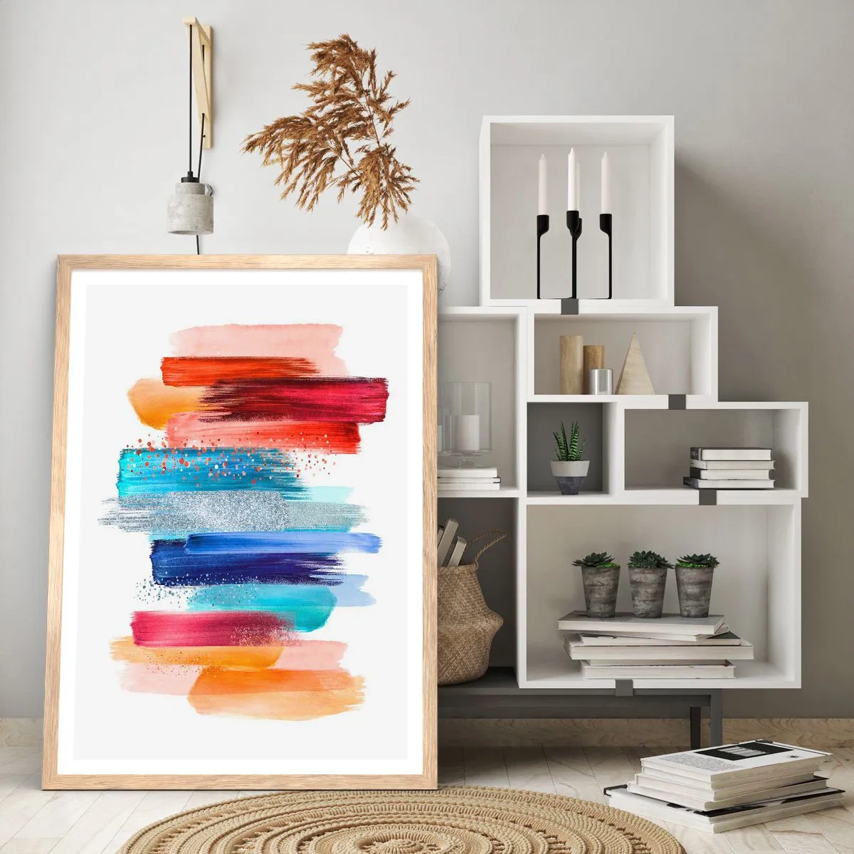 Póster en marco roble claro - Arriba y abajo - 40x50 cm