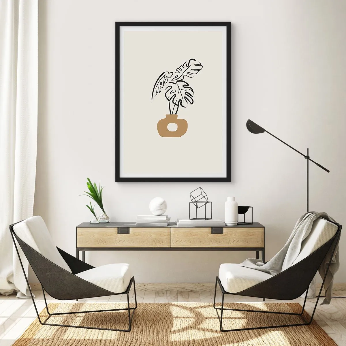 Póster en marco negro - Monstera - un adorno para el hogar - 61x91 cm