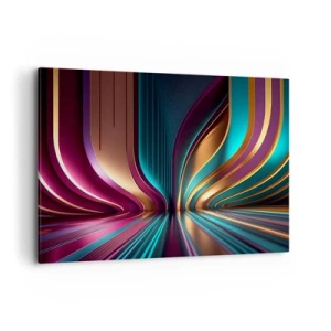 Cuadro sobre lienzo - Impresión de Imagen - Abstracción futurista con colores intensos y curvas. - 120x80cm - Arquitectura de la luz - Decoración de pared moderna para salón y dormitorio ARTTOR