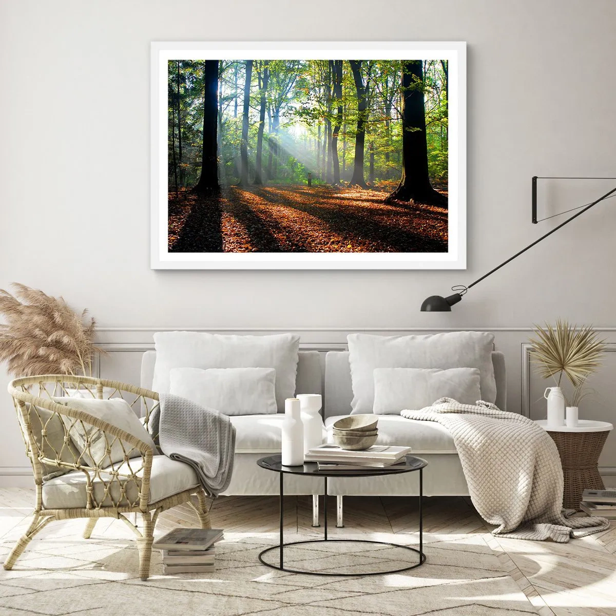 Póster en marco blanco - Resplandores y sombras - 50x40 cm