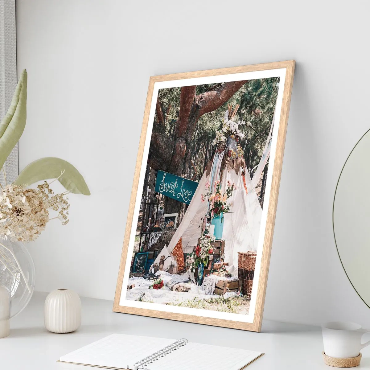 Póster en marco roble claro - Amor exótico - 50x70 cm