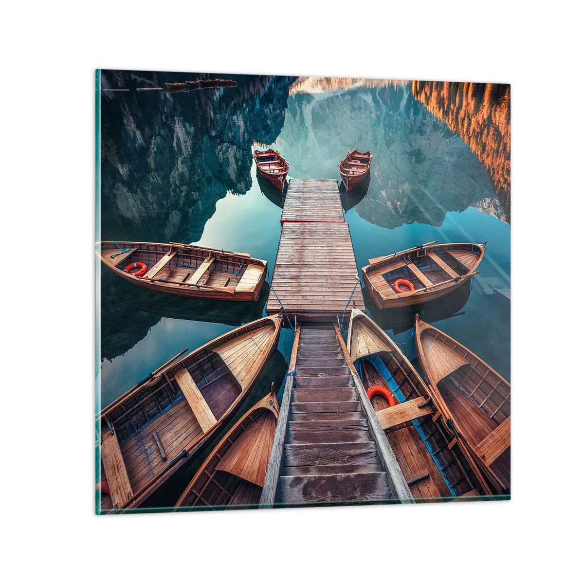 Cuadro sobre vidrio - Impresiones sobre Vidrio - Esperando en el muelle - 40x40 cm