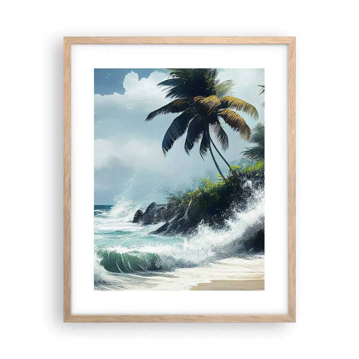 Póster en marco roble claro - En una costa tropical - 40x50 cm