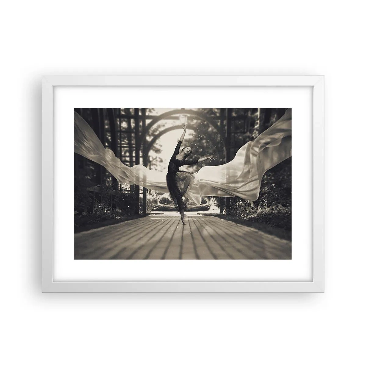 Póster en marco blanco - Danza del espíritu del jardín - 40x30 cm