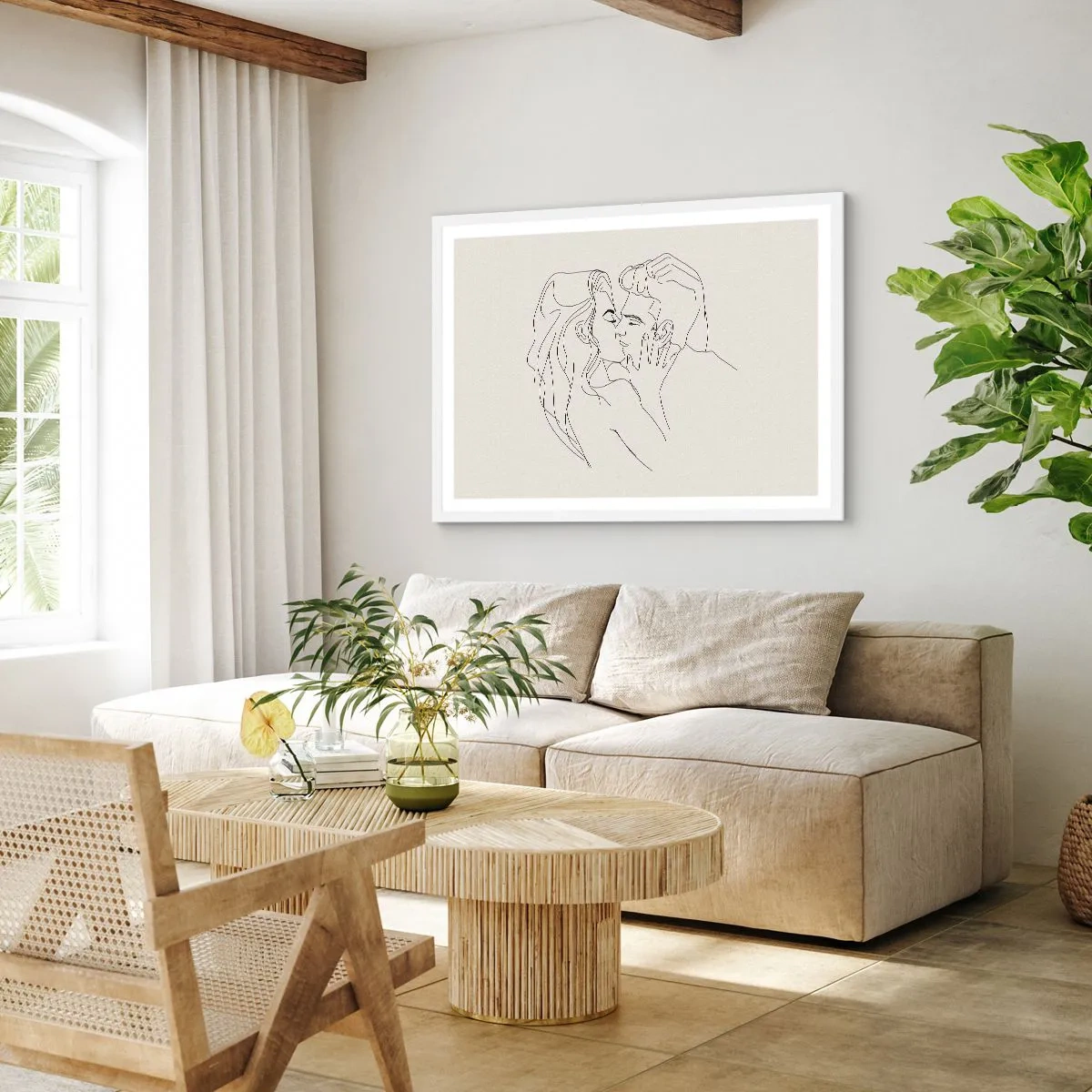 Póster en marco blanco - Unión y sentimiento - 50x40 cm