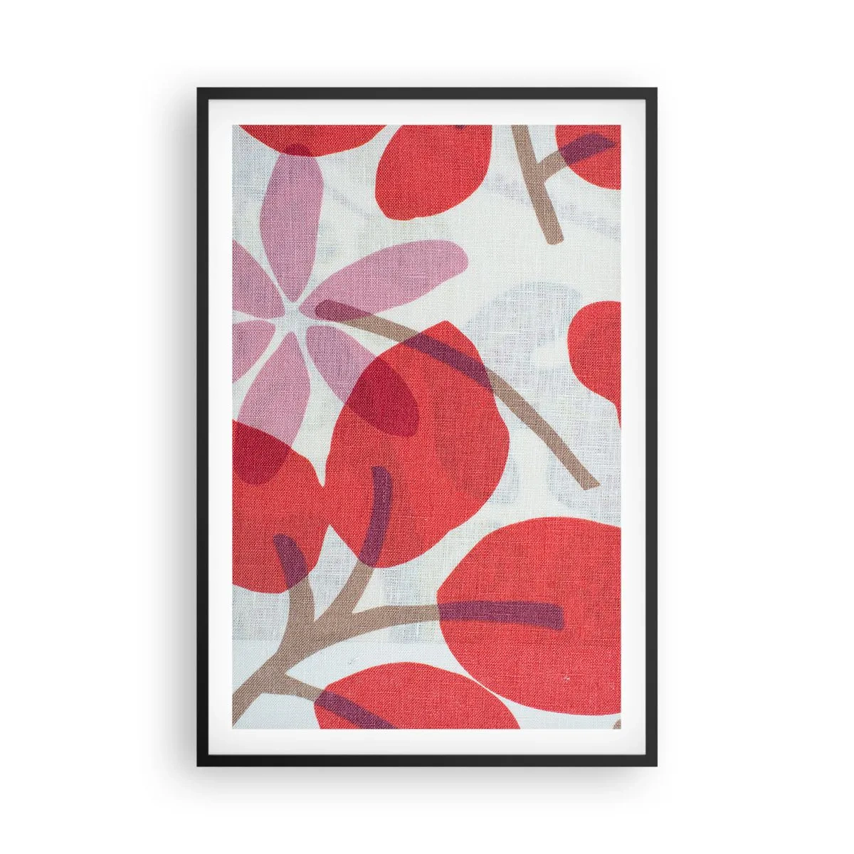 Póster en marco negro - Composición floral en rosa - 61x91 cm