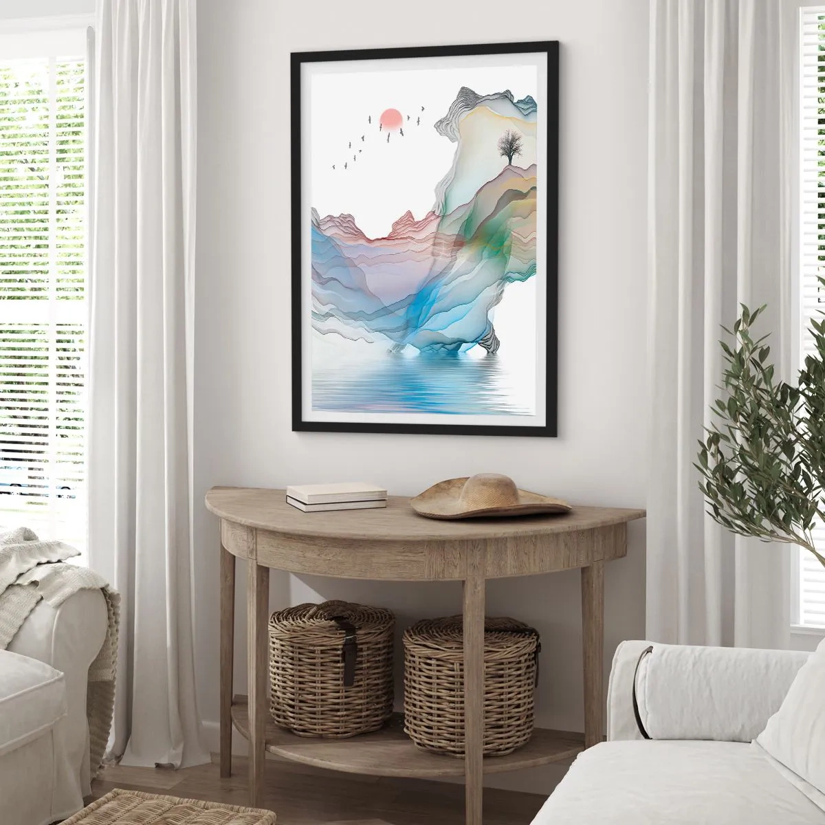 Póster en marco negro - Hacia las montañas de cristal - 70x100 cm