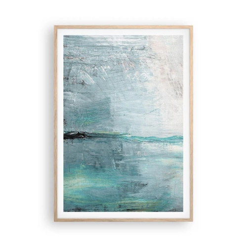 Póster en marco roble claro - Horizontalmente sobre el azul - 70x100 cm