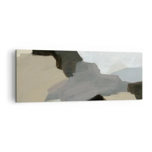 Cuadro sobre lienzo - Impresión de Imagen - Formas abstractas en tonos beige, marrón y gris. - 140x50cm - Abstracción: partes del gris - Decoración de pared moderna para salón y dormitorio ARTTOR