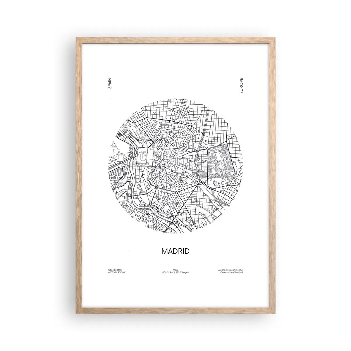 Póster en marco roble claro - Anatomía de Madrid - 50x70 cm