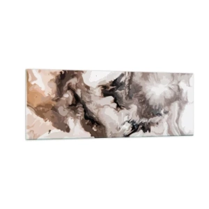 Cuadro sobre vidrio - Impresiones sobre Vidrio - Patrón abstracto en tonos marrones y blancos. - 140x50cm - El nacimiento de una galaxia - Decoración de pared moderna para salón y dormitorio ARTTOR