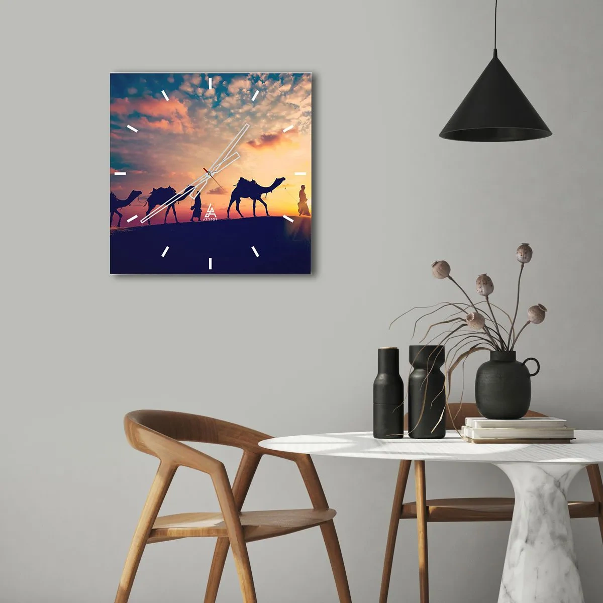 Reloj de pared - Reloj de vidrio - El misterioso espíritu de Oriente - 40x40 cm